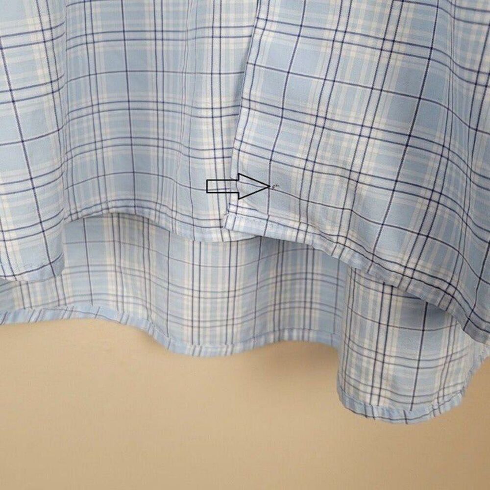 Peter Millar Size XXL Plaid Short Sleeve Button Up Shirt Baby Blue - Picture 8 of 12